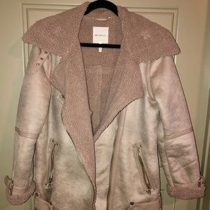 Avec Les Filles Faux Shearling Biker Jacket